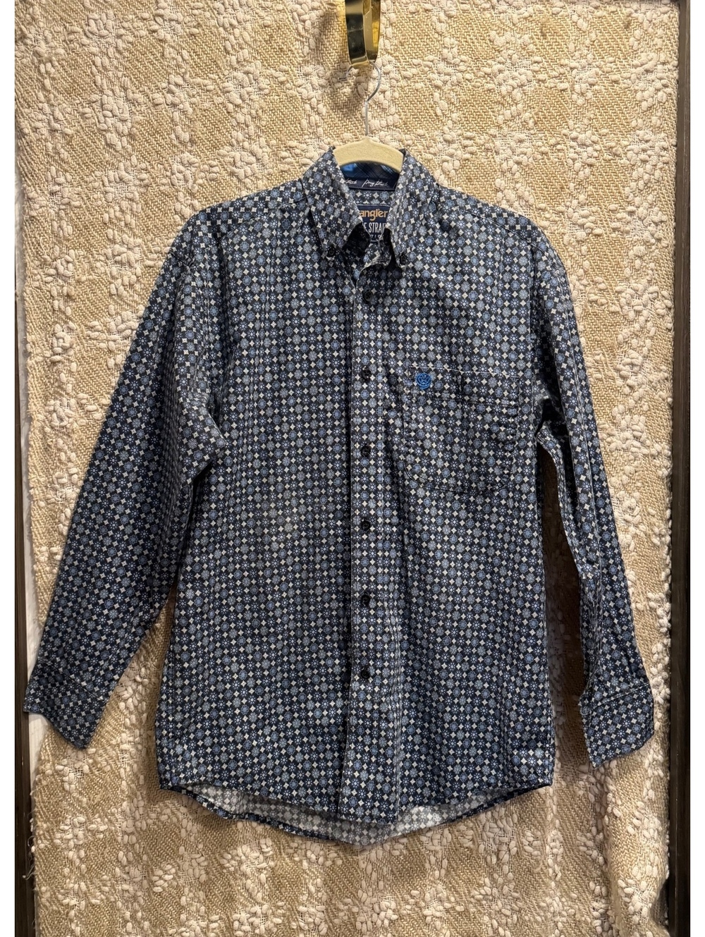 Wrangler George Strait Men's Blue Denim Button-Down Shirt (Size S)